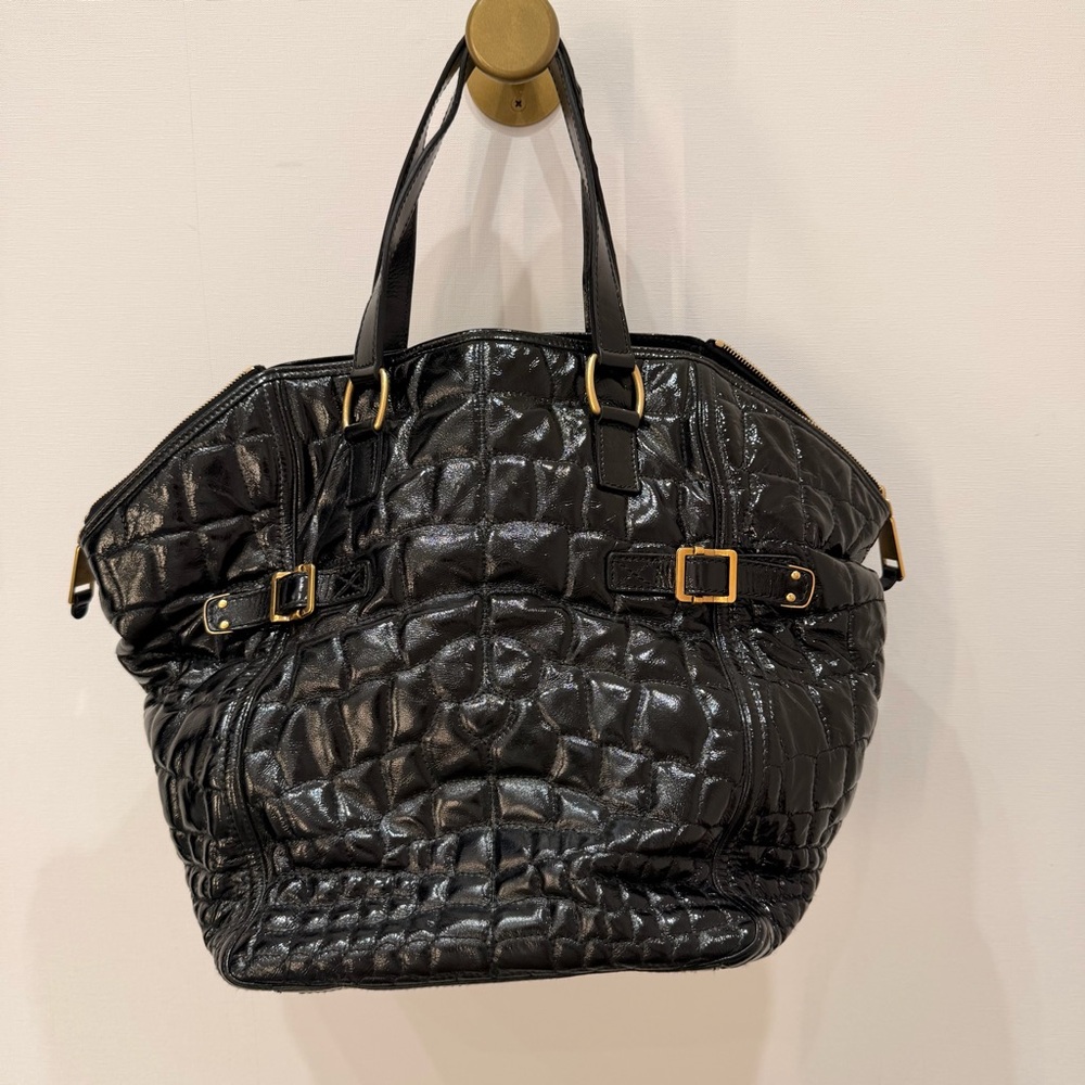 Authentic Yves Saint Laurent Downtown Crocodile Embossed Patent Leather Tote - Picture 8 of 8